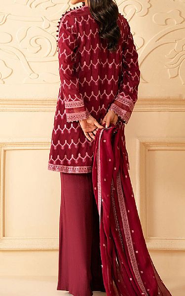 Cross Stitch Wine Red Chiffon Suit | Pakistani Embroidered Chiffon Dresses USA- Image 2
