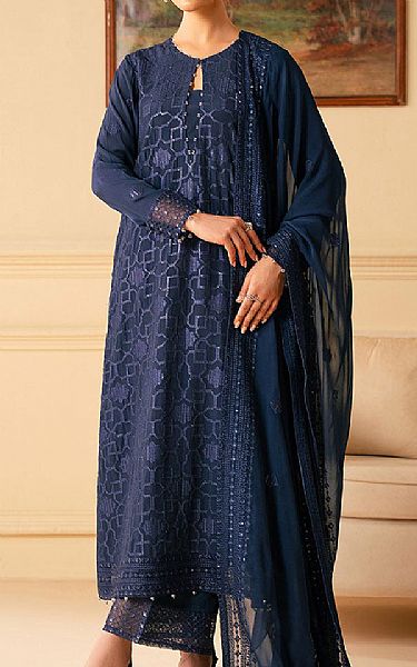 Cross Stitch Blue Chiffon Suit | Pakistani Embroidered Chiffon Dresses USA- Image 1