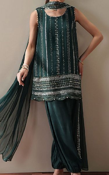 Cross Stitch Mineral Green Chiffon Suit | Pakistani Embroidered Chiffon Dresses USA- Image 1