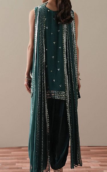 Cross Stitch Mineral Green Chiffon Suit | Pakistani Embroidered Chiffon Dresses USA- Image 2