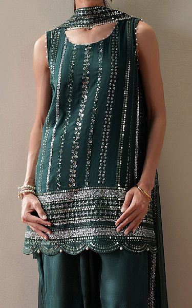 Cross Stitch Mineral Green Chiffon Suit | Pakistani Embroidered Chiffon Dresses USA- Image 3