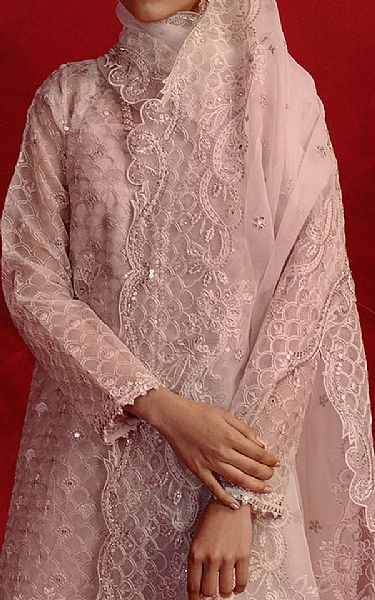 Cross Stitch Pink Organza Suit | Pakistani Embroidered Chiffon Dresses- Image 2