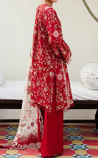 Cross Stitch Red Linen Suit | Pakistani Winter Dresses- Image 2