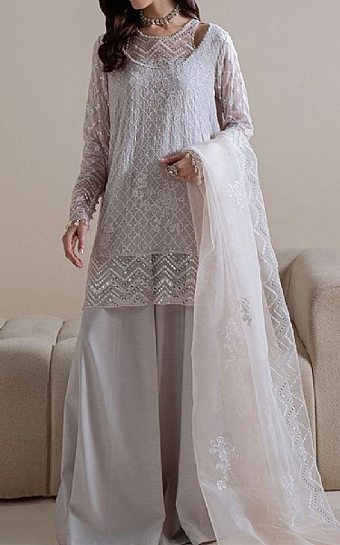 Cross Stitch Grey Chiffon Suit | Pakistani Embroidered Chiffon Dresses USA- Image 1