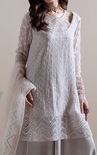 Cross Stitch Grey Chiffon Suit | Pakistani Embroidered Chiffon Dresses USA- Image 3