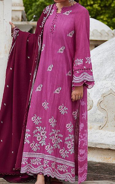 Cross Stitch Pink Khaddar Suit | Pakistani Winter Dresses- Image 2