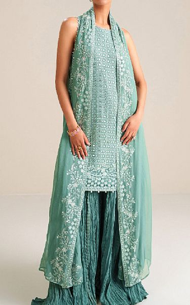 Cross Stitch Summer Green Chiffon Suit | Pakistani Embroidered Chiffon Dresses USA- Image 1