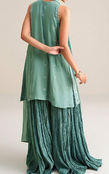 Cross Stitch Summer Green Chiffon Suit | Pakistani Embroidered Chiffon Dresses USA- Image 2
