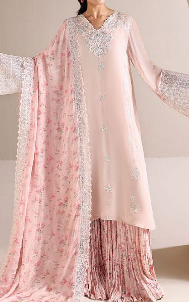Cross Stitch Pale Pink Chiffon Suit | Pakistani Embroidered Chiffon Dresses USA- Image 1