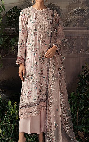 Cross Stitch Oriental Pink Silk Suit | Pakistani Embroidered Chiffon Dresses- Image 1