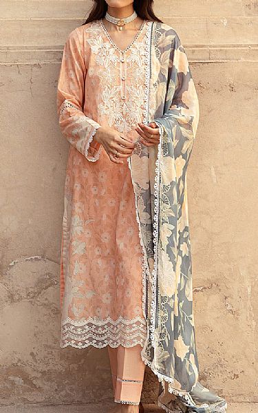 Cross Stitch Peach Lawn Suit | Pakistani Lawn Suits- Image 1