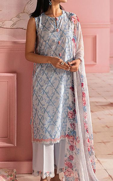 Cross Stitch Cloudy Blue Lawn Suit | Pakistani Lawn Dress in USA- Image 1