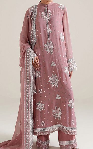 Cross Stitch Pink Chiffon Suit | Pakistani Embroidered Chiffon Dresses USA- Image 1