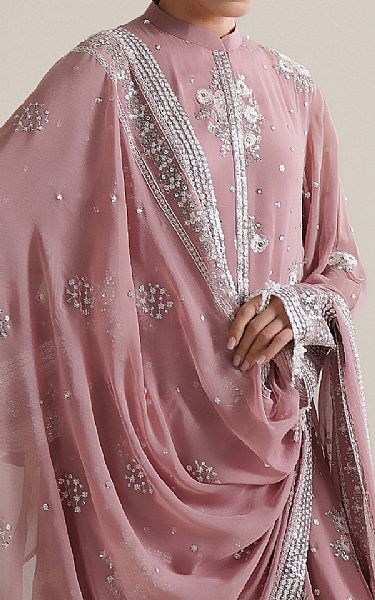 Cross Stitch Pink Chiffon Suit | Pakistani Embroidered Chiffon Dresses USA- Image 3