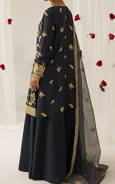 Cross Stitch Black Silk Suit | Pakistani Embroidered Chiffon Dresses- Image 3