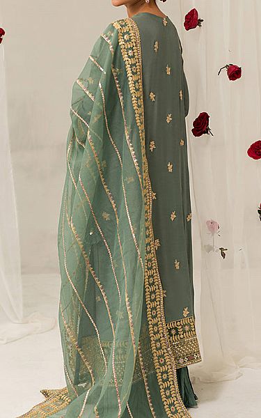 Cross Stitch Pistachio Gree Silk Suit | Pakistani Embroidered Chiffon Dresses- Image 2