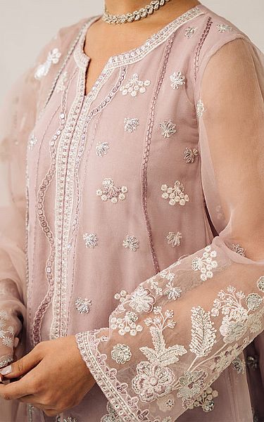 Cross Stitch Mauve Organza Suit | Pakistani Embroidered Chiffon Dresses- Image 2