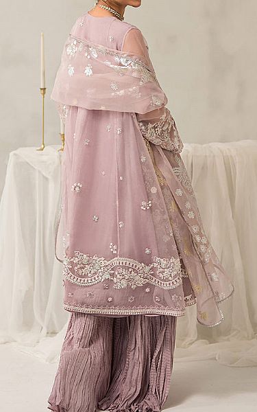 Cross Stitch Mauve Organza Suit | Pakistani Embroidered Chiffon Dresses- Image 3