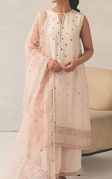 Cross Stitch White Chiffon Suit | Pakistani Embroidered Chiffon Dresses- Image 1