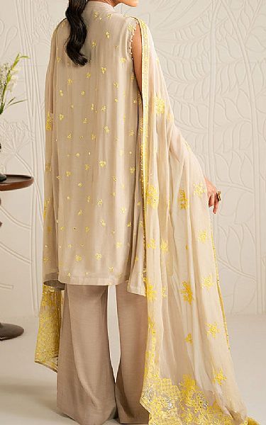 Cross Stitch Beige/Yellow Chiffon Suit | Pakistani Embroidered Chiffon Dresses USA- Image 2