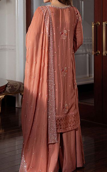 Cross Stitch Orange Salmon Chiffon Suit | Pakistani Embroidered Chiffon Dresses USA- Image 2