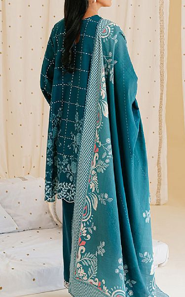 Cross Stitch Teal Khaddar Suit | Pakistani Winter Dresses- Image 2
