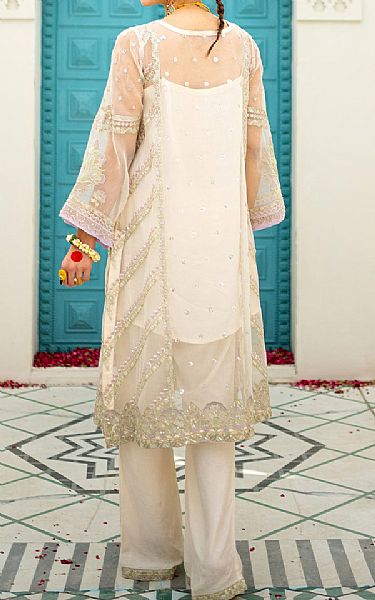 Dhanak White Munar Suit | Pakistani Embroidered Chiffon Dresses- Image 2