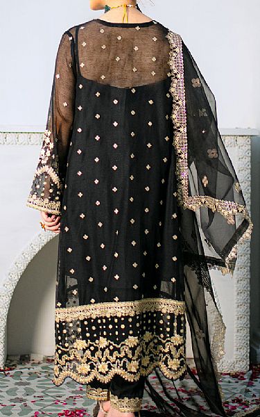 Dhanak Black Net Suit | Pakistani Embroidered Chiffon Dresses- Image 2