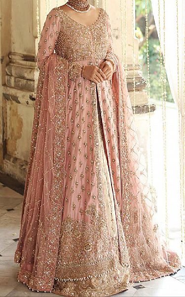  Tea Pink Chiffon Suit | Pakistani Wedding Dresses- Image 1