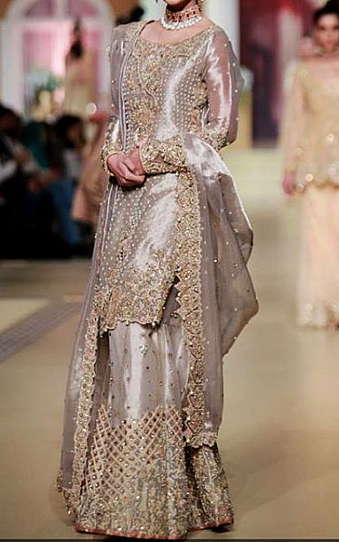  Tan Tissue Suit | Pakistani Wedding Dresses- Image 1