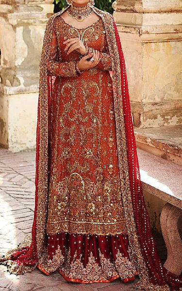 Rust Orange Chiffon Suit | Pakistani Wedding Dresses