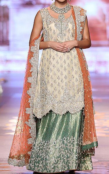  Off-white Chiffon Suit | Pakistani Wedding Dresses- Image 1