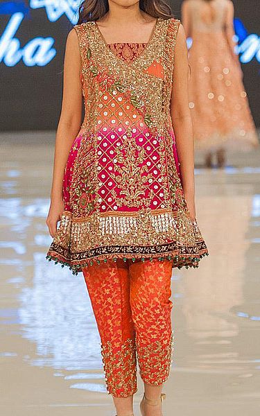 Orange Chiffon Suit | Pakistani Party Wear Dresses