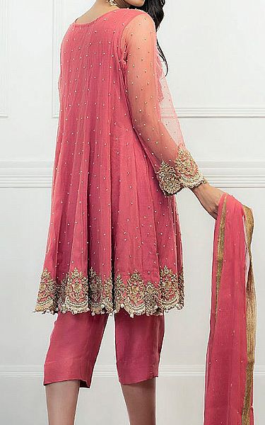  Brink Pink Net Suit | Pakistani Party Wear Dresses- Image 3