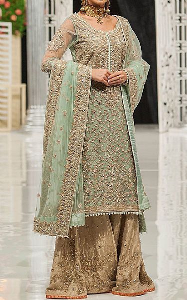 Mint Green Chiffon Suit | Pakistani Wedding Dresses-Image 1