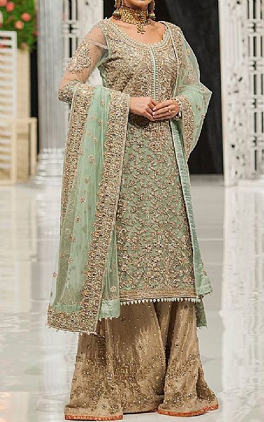  Mint Green Chiffon Suit | Pakistani Wedding Dresses- Image 1