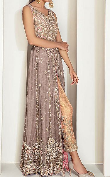  Sand Grey Chiffon Suit | Pakistani Party Wear Dresses- Image 2