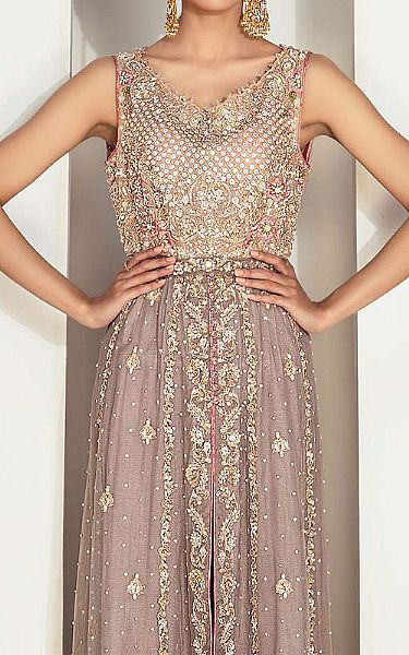  Sand Grey Chiffon Suit | Pakistani Party Wear Dresses USA- Image 3