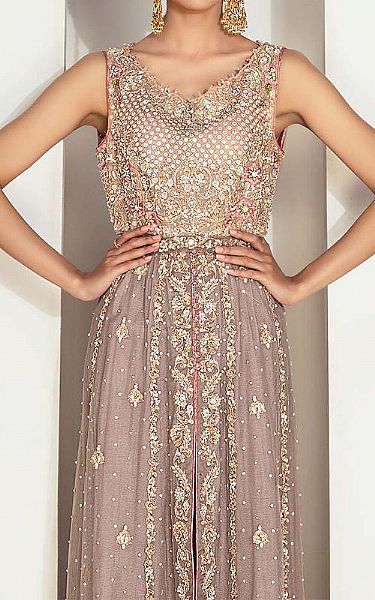  Sand Grey Chiffon Suit | Pakistani Party Wear Dresses- Image 3