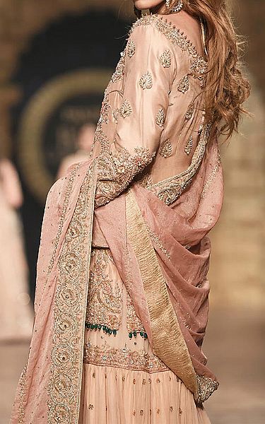  Peach Silk Suit | Pakistani Wedding Dresses USA- Image 2
