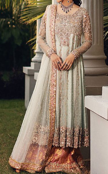  Sea Green Chiffon Suit | Pakistani Wedding Dresses- Image 1