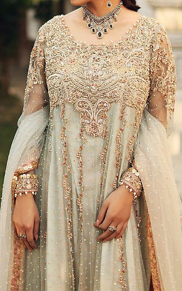  Sea Green Chiffon Suit | Pakistani Wedding Dresses- Image 2