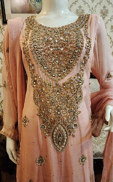  Pink Chiffon Suit | Pakistani Party Wear Dresses- Image 2