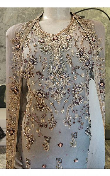  Grey Chiffon Suit | Pakistani Party Wear Dresses- Image 2