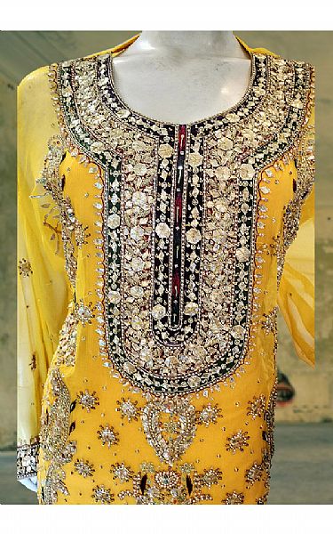  Yellow Chiffon Suit | Pakistani Party Wear Dresses- Image 2