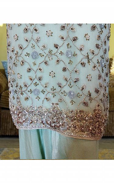  Sea Green Chiffon Suit | Pakistani Party Wear Dresses- Image 3