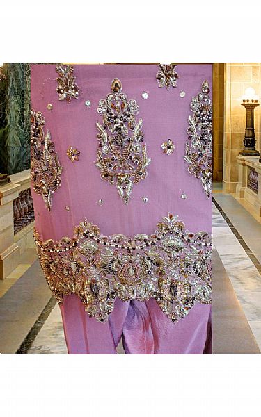  Lilac Chiffon Suit | Pakistani Party Wear Dresses- Image 3