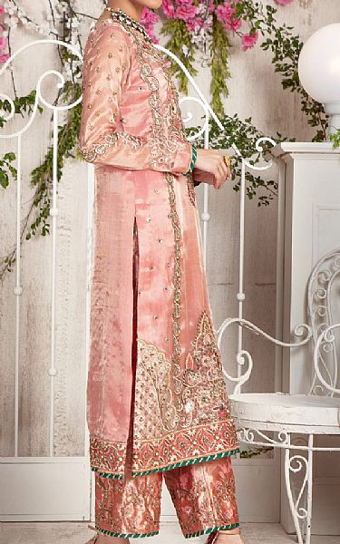  Peach Tissue Suit | Pakistani Party Wear Dresses USA- Image 2