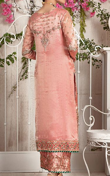  Peach Tissue Suit | Pakistani Party Wear Dresses- Image 3