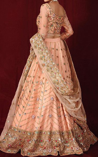  Peach Crinkle Chiffon Suit | Pakistani Wedding Dresses USA- Image 2